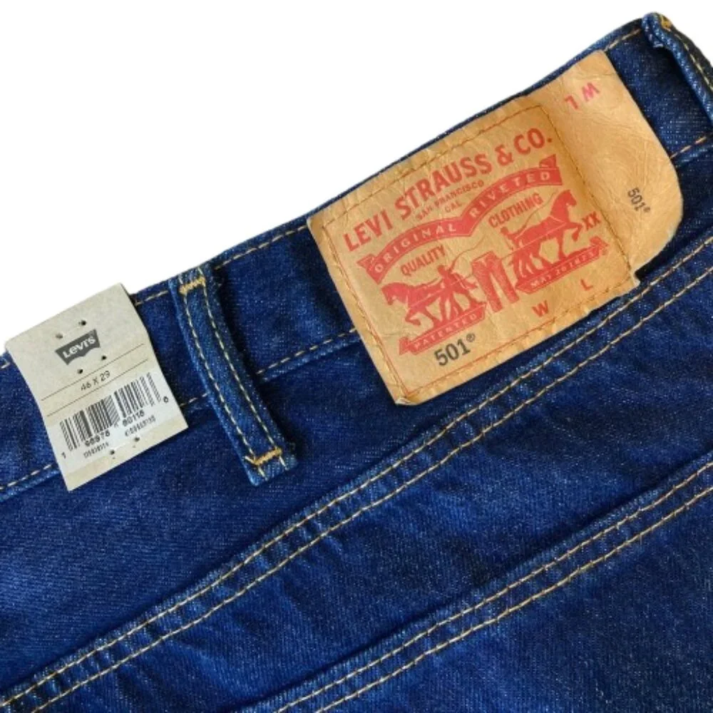 Levi's Men's 501 Original Fit Jeans Straight Leg Button Fly 46x29 Dark Wash NWT